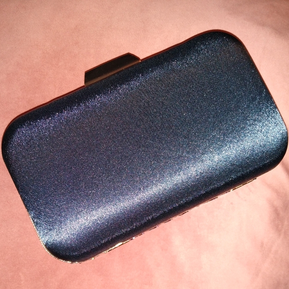 Peacock Blue Feather Retro 20s 30s Style Sequin Box Clutch Purse Crossbody Chain - Picture 7 of 16